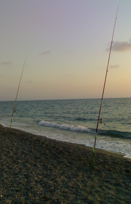 tramonto canne pesca